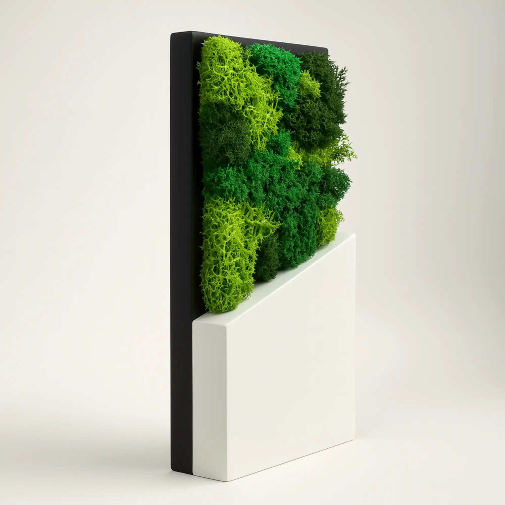 Side view of the upright MDF Forest Award and preserved moss face