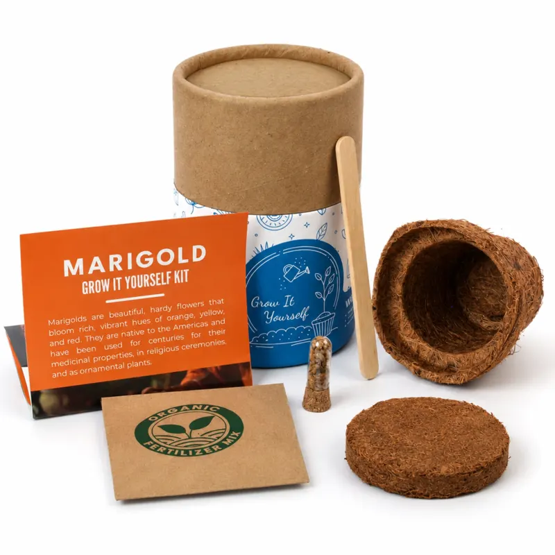 Mini Grow It Yourself kit with coco pot, cocopeat disc, seed pack and planting stick