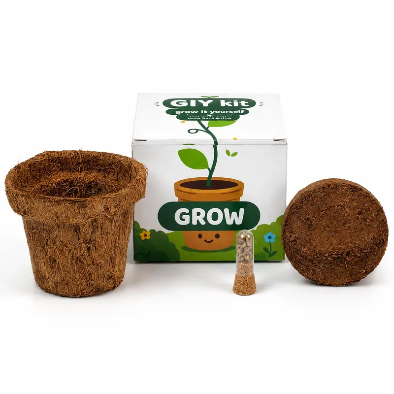 Grow Mini Square kit with coco pot, cocopeat disc and printed grow box