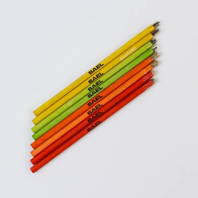 Row of coloured plantable seed pencils