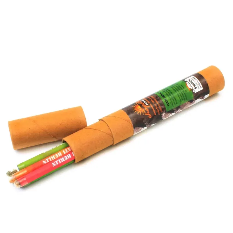 Branded tube holding five plantable seed pencils