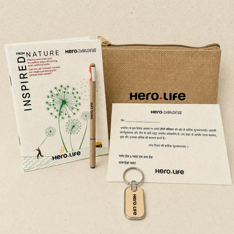 Branded jute pouch giveaway with plantable notepad and seed pen
