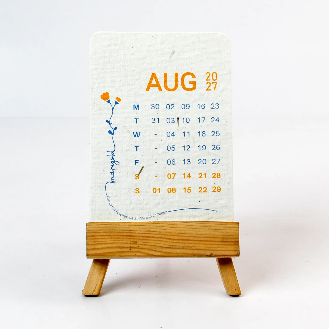 BG61 August 2027 card on the wooden easel, straight on