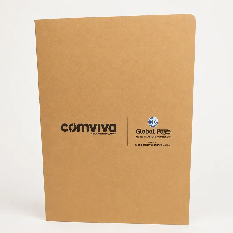 Branded kraft A4 folder for conference paperwork