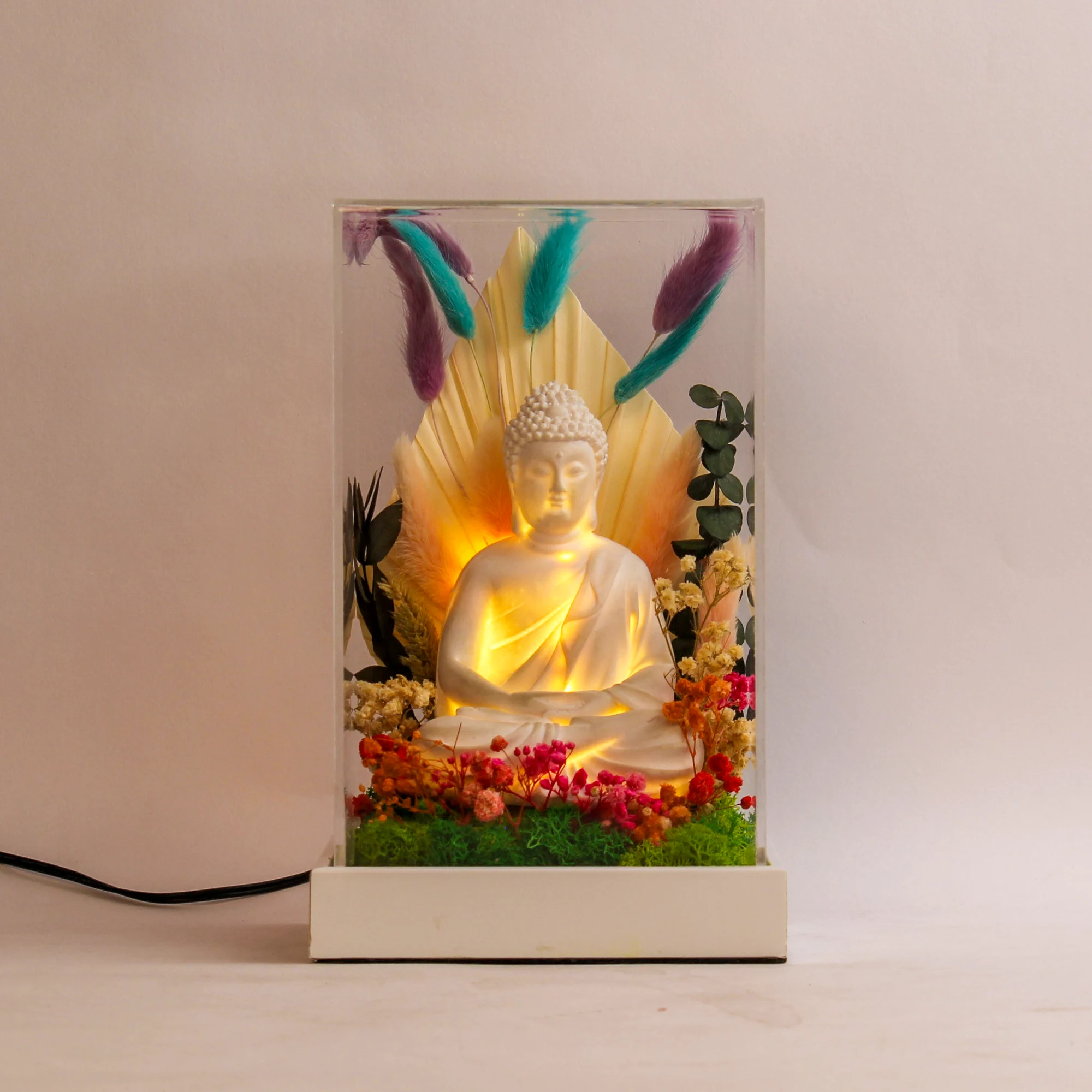 Lit Buddha Terrarium 9 Inch, exact FTERRA95L-Buddha alternate view