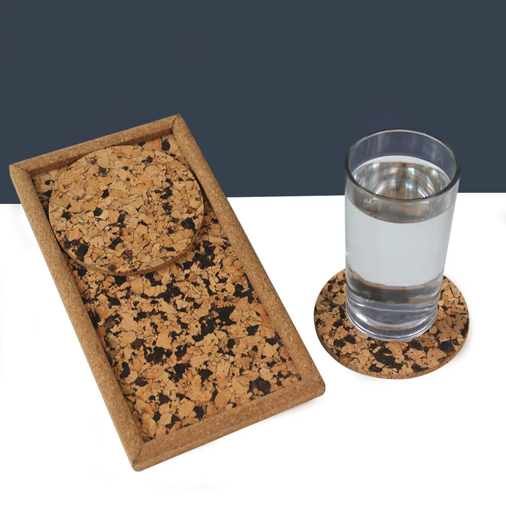 CK52-02 rectangular tray with one coaster inside and one under a glass