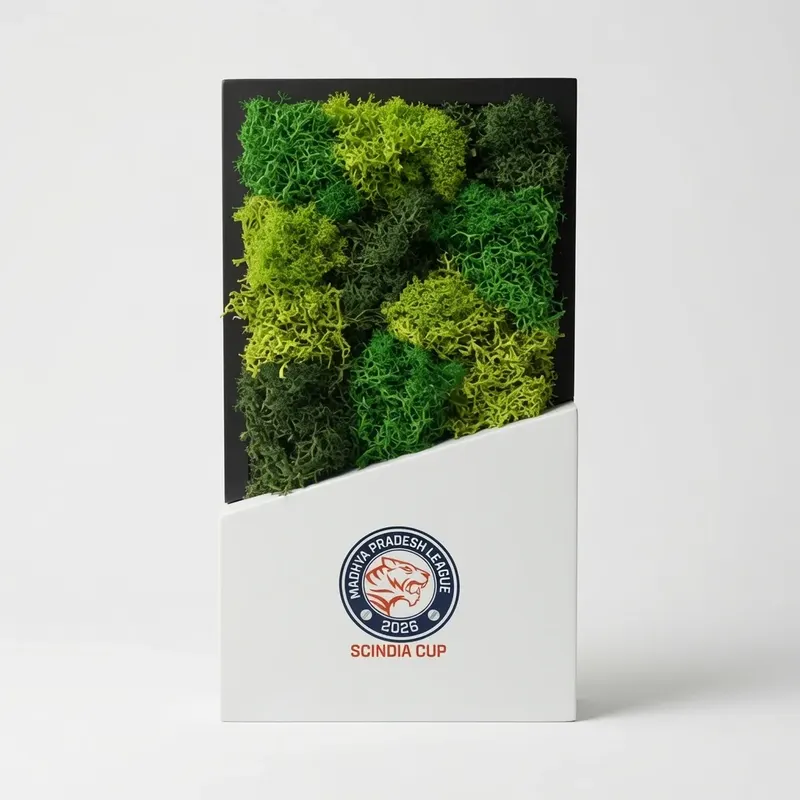 Forest Award frame in preserved moss carrying a custom printed event mark