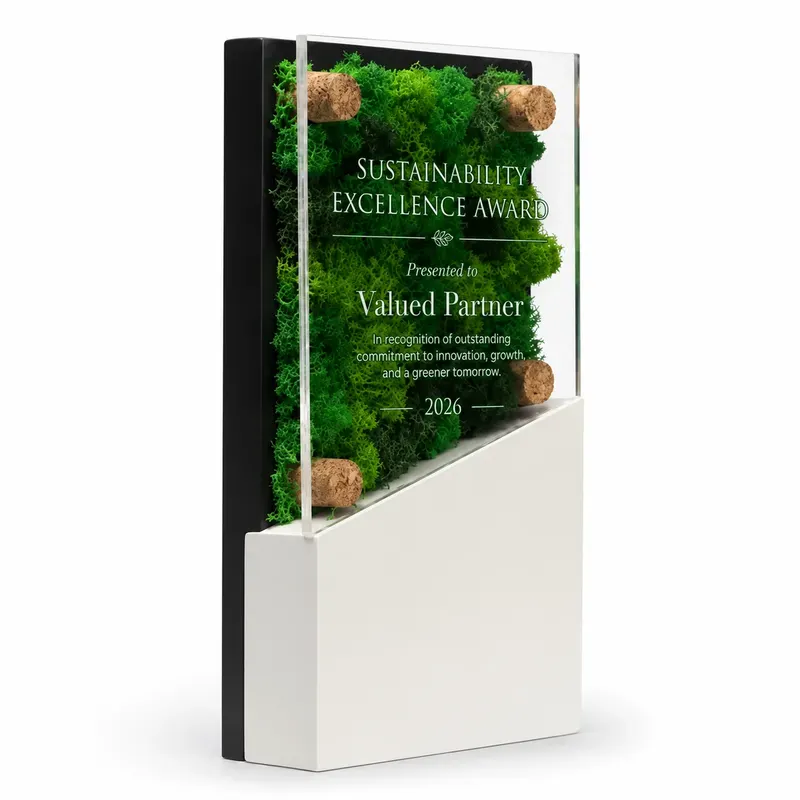Acrylic-covered Forest Award plaque printed with an award citation