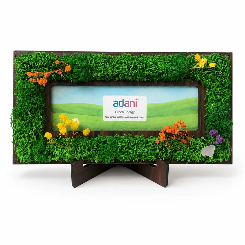 Forest Border Frame with a branded print surrounded by preserved moss
