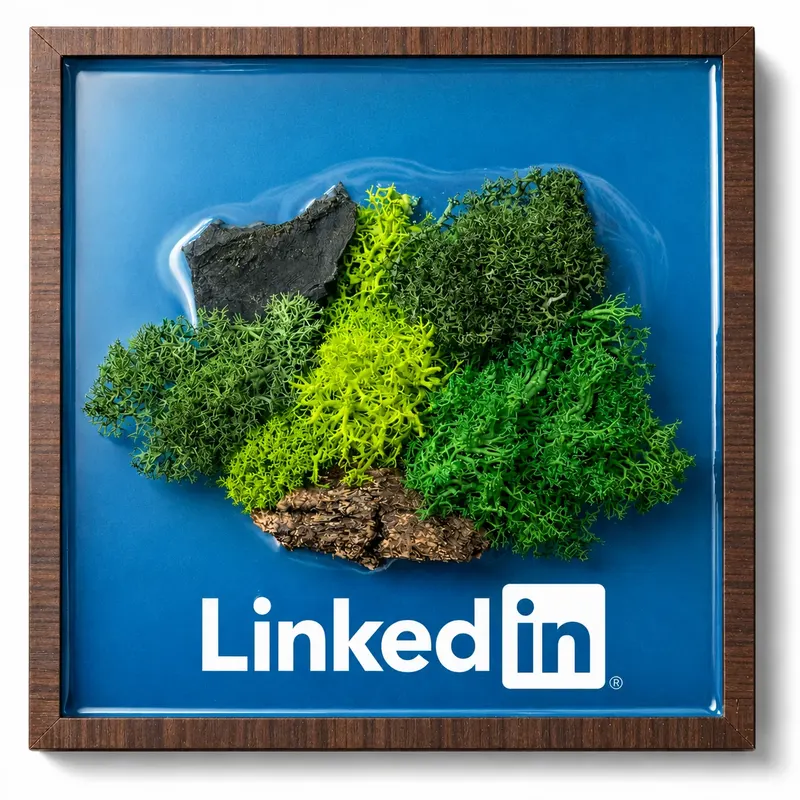 Forest Aqua Tile Panorama with resin water art, moss and a branded mark