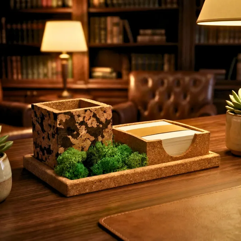 Grove Mini Essential cork desk set with preserved moss