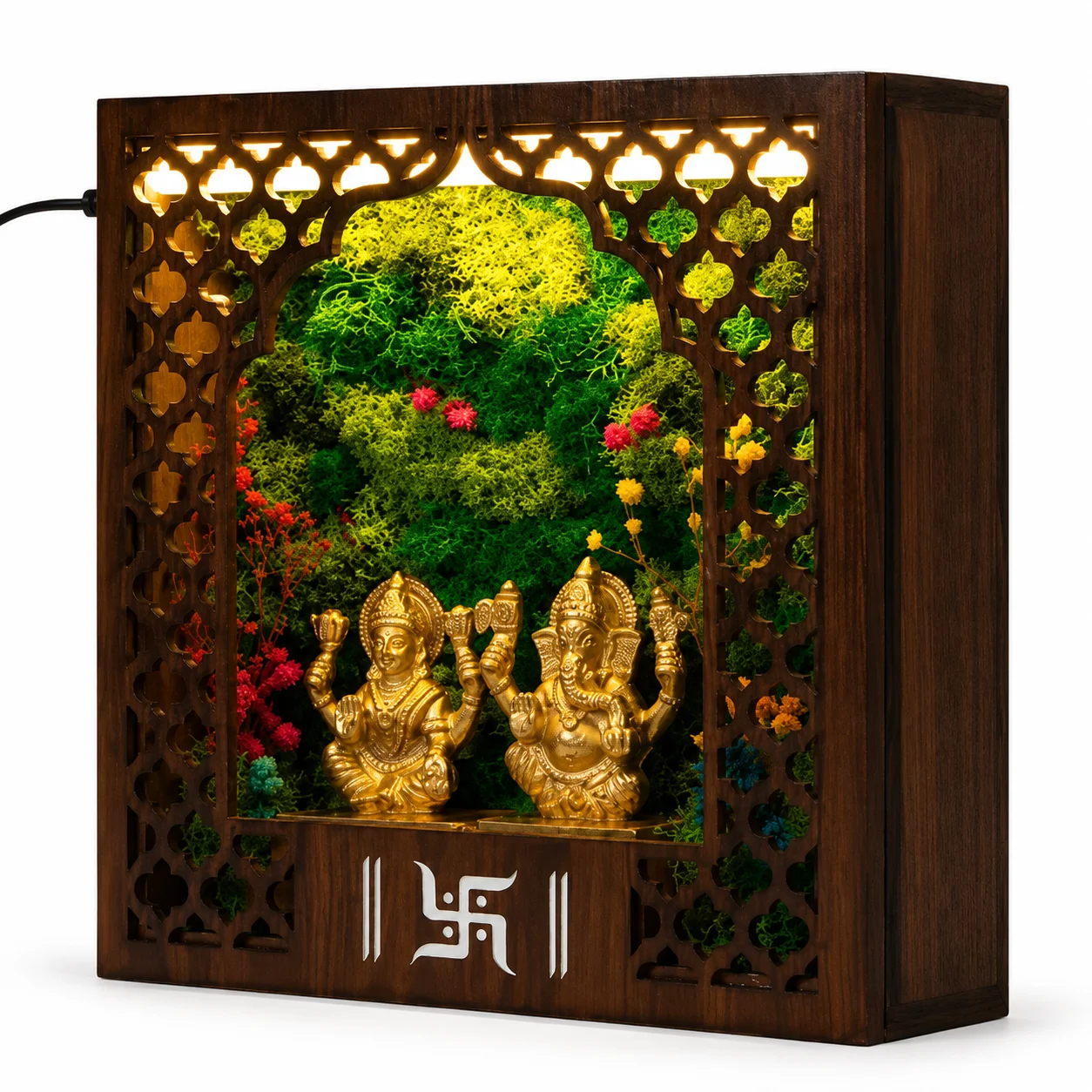 Exact Fnamah(D) 8-inch brass Laxmi–Ganesh photograph