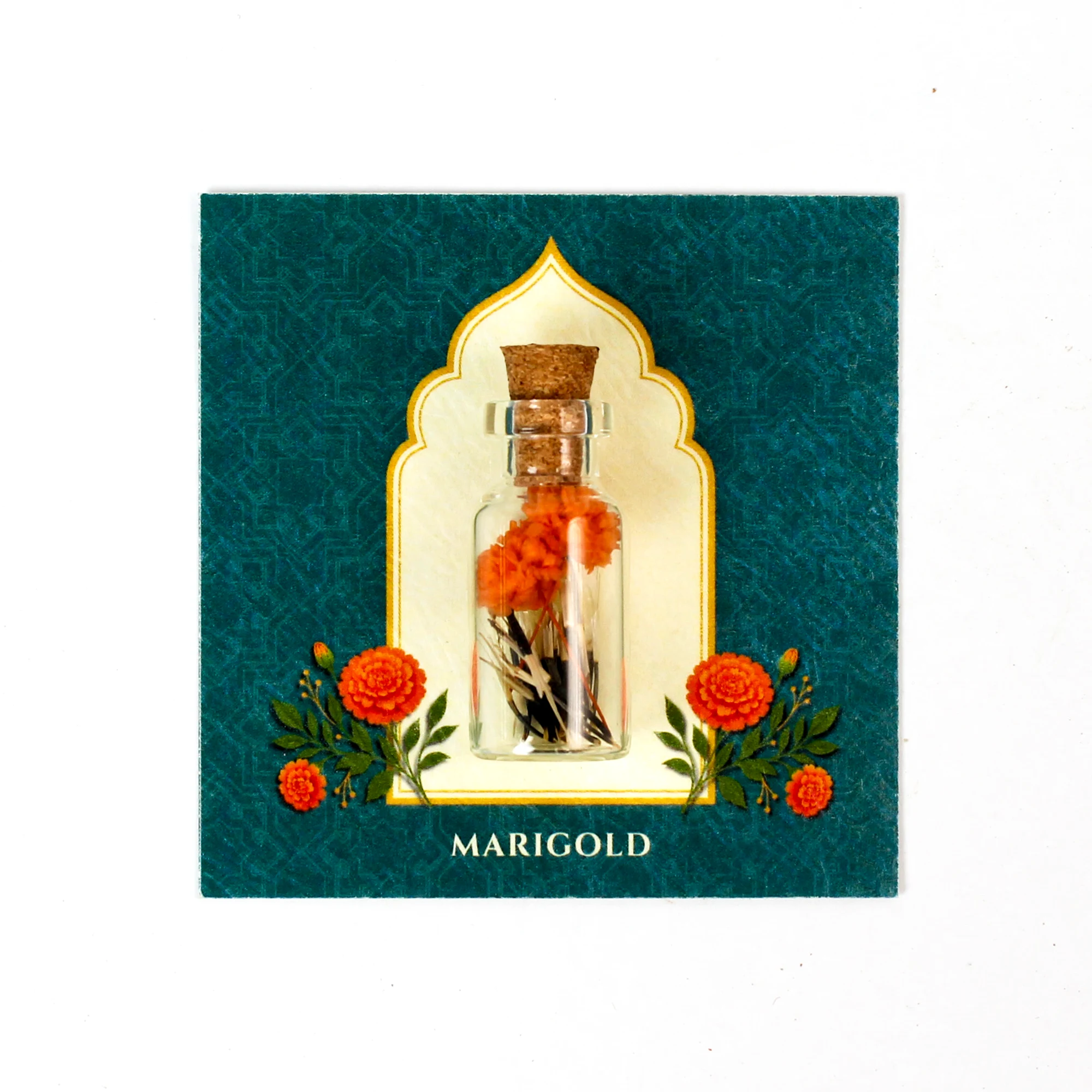 SS01-D single corked seed bottle tied to a festive card with jute