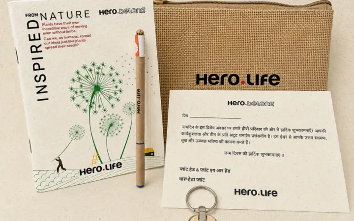 Branded jute pouch giveaway with plantable notepad and seed pen