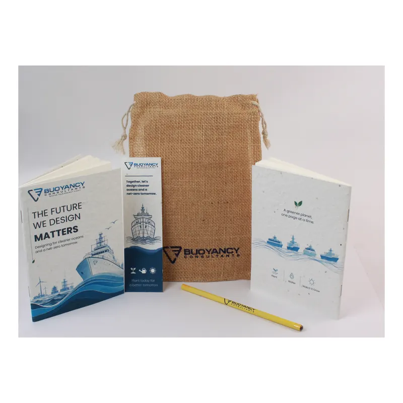 Seed-paper set for Buoyancy Consultants — corporate gifting project by bioQ