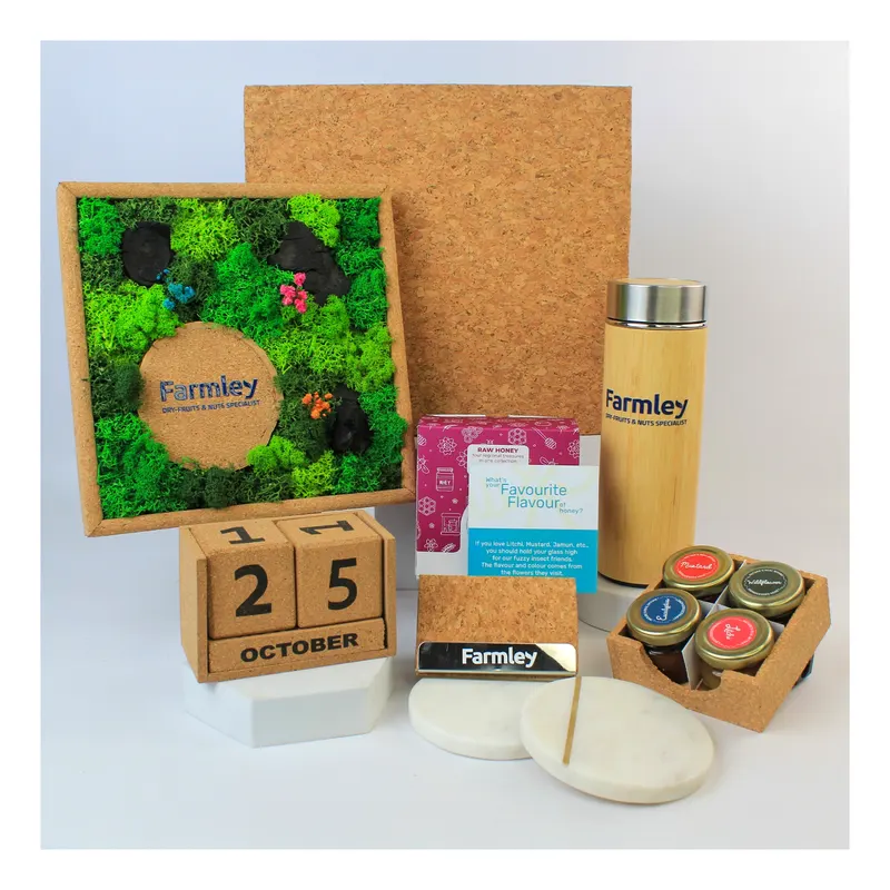 Cork and moss kit for Farmley — corporate gifting project by bioQ