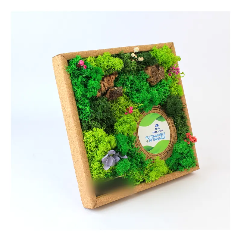 Preserved moss frame for Tata Power — corporate gifting project by bioQ
