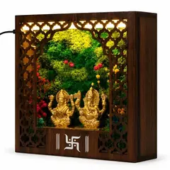 Forest Namah Lakshmi–Ganesh pair with brass idols