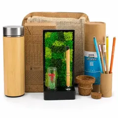Bamboo bottle with a seed pencil jute pouch