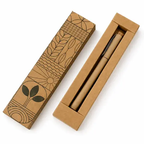 A paper pen, boxed in kraft