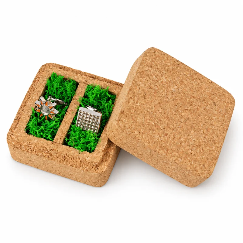 Cufflinks, held in a small forest