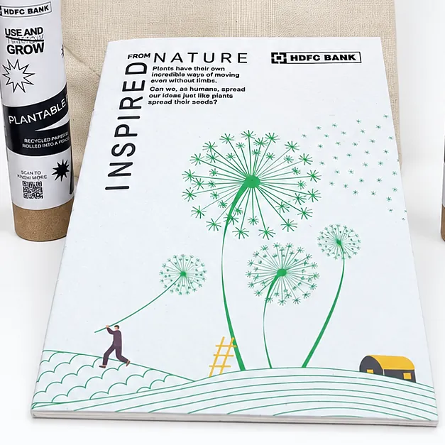 The seed-paper notepad with a dandelion illustration