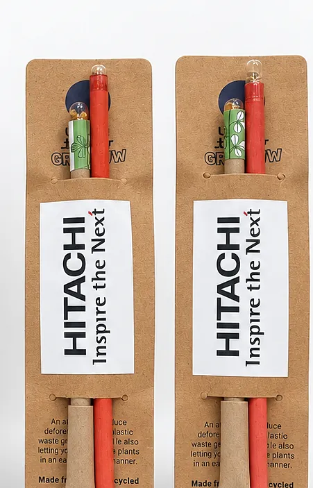 Two seed pencils on printed kraft cards