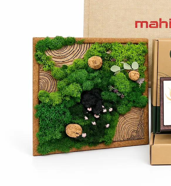 The preserved-moss frame, close