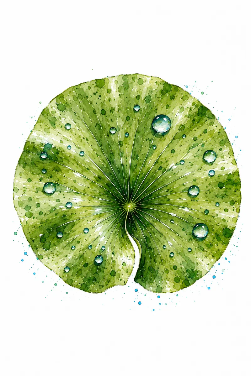 Artistic water-hyacinth field plate: leaf from above