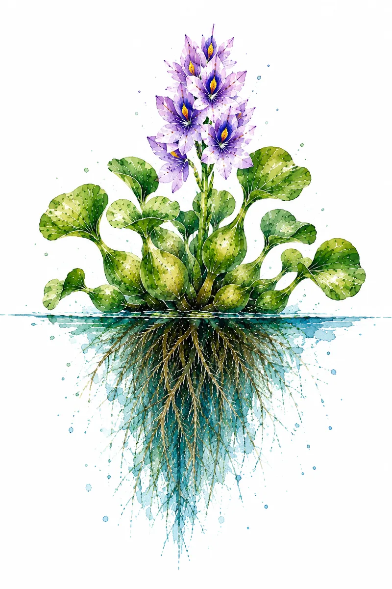 Artistic water-hyacinth field plate: whole plant