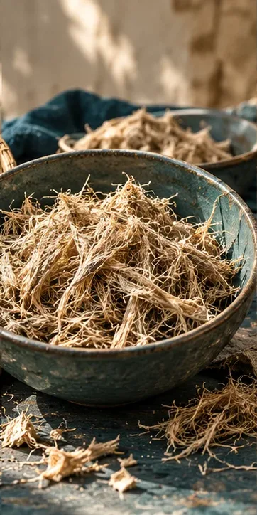 Illustrative close-up of prepared water hyacinth fibre