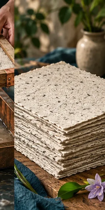 Illustrative stack of pressed handmade paper sheets