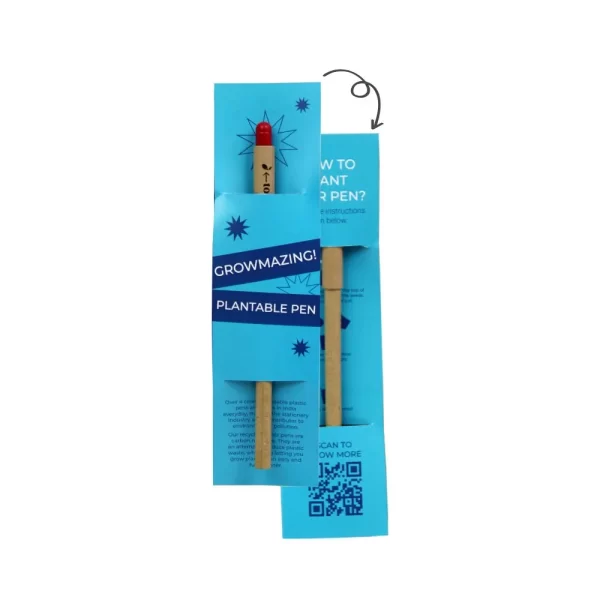 bioQ Growmazing Plantable Paper Pen (1 Pc Card Packing) | Eco-Friendly Seed Pen | Blue Ink | AG10 | Quantity: 1 | Water-Soluble Capsule | Recycled Paper Body & Cap | Paper Card Packaging