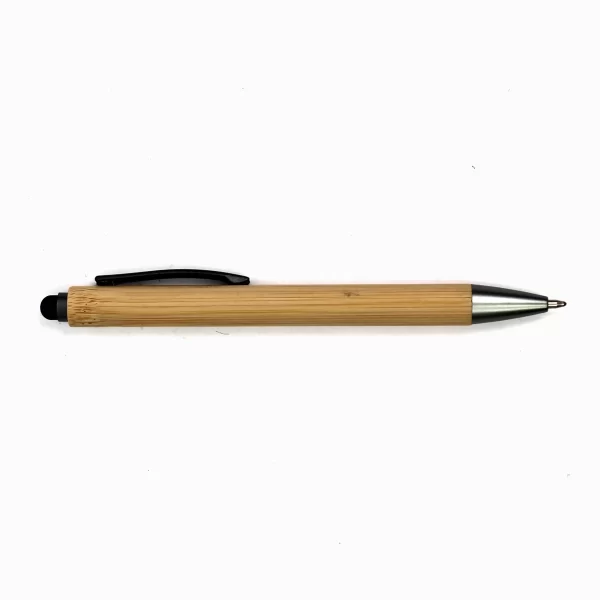 bioQ Bamclick (Bamboo Stylus Pen) | Eco-Friendly Pen | Blue Ink | BB02 | Quantity: 1 Pen | Bamboo Body | Premium Design with Stylus Tip & Metal Clip