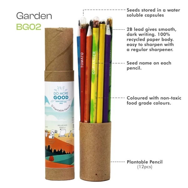 bioQ Garden Seed Pencil Set ( 12 Pc ) | Eco Friendly Box For Offices | Recycled Paper Bulk Packaging | Grow Plants From Pencil | 100% Bio-Degradable Pencil Body | 2B | BG02 - Image 5