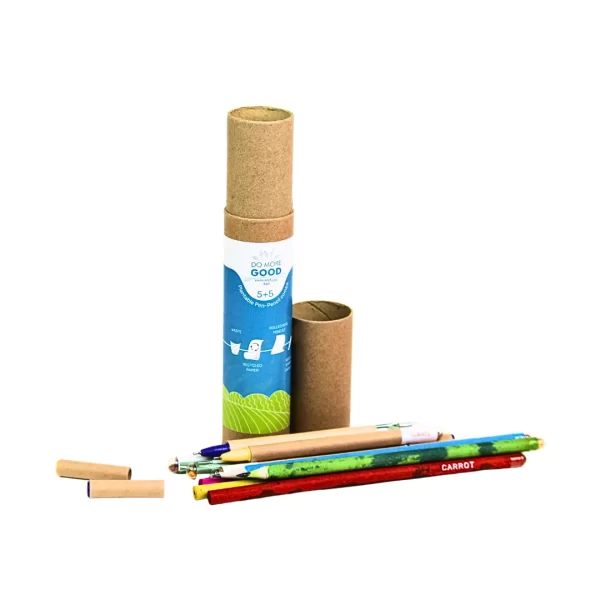 bioQ Alt-Eco 5+5 Combo Plantable Seed Pens & Pencils | Eco-Friendly Combo | Blue Ink Pens | BG15 | Quantity: 1 Pack with 5 Pens and 5 Pencils | Recycled Paper Body | Paper Tube Packaging - Image 3