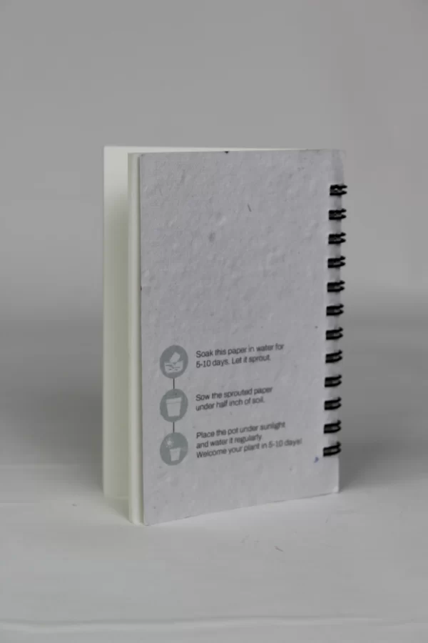 bioQ Eco Wired Mini Plantable Notepad | 3"x 5" | 72 Plain Pages | Wire-O Binding | Beautiful Cover Design | Eco-Friendly Notebook | BG21-W - Image 5