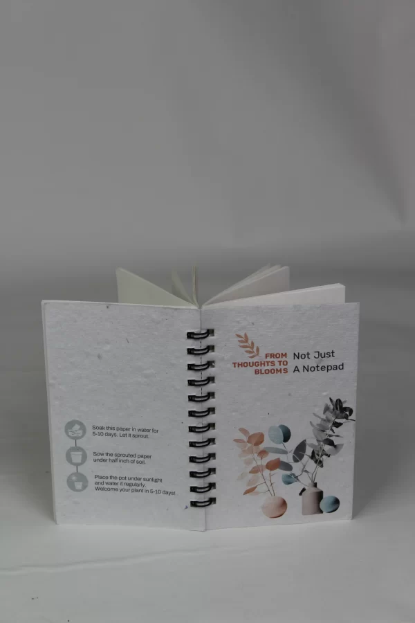 bioQ Eco Wired Mini Plantable Notepad | 3"x 5" | 72 Plain Pages | Wire-O Binding | Beautiful Cover Design | Eco-Friendly Notebook | BG21-W - Image 4