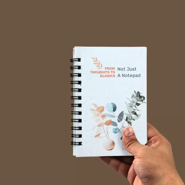 bioQ Eco Wired Mini Plantable Notepad | 3"x 5" | 72 Plain Pages | Wire-O Binding | Beautiful Cover Design | Eco-Friendly Notebook | BG21-W