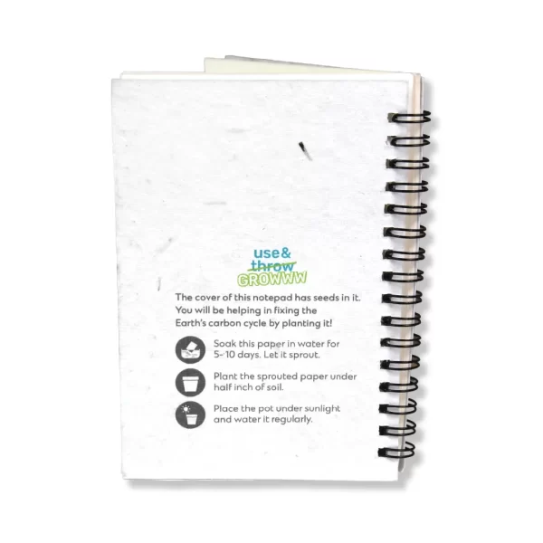 bioQ Enviro Scribe Plantable Wire-O Notebook | 4"x 6" | 144 Plain Pages | Beautiful Cover Design | Eco-Friendly Notebook | Wired Binding | BG25-W - Image 5