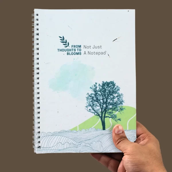 bioQ Inspire Write Plantable Notebook A5 | 100 Ruled Pages | Eco-Friendly Notebook with Beautiful Cover Design | Sustainable Stationery | BG26-W