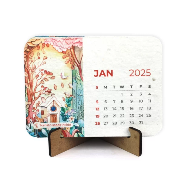 bioQ Plantable Calendar with MDF Stand | 3.5"x5" Eco-Friendly Calendar | 13 Seed Paper Flaps | Stunning Designs | BG60 - Image 5