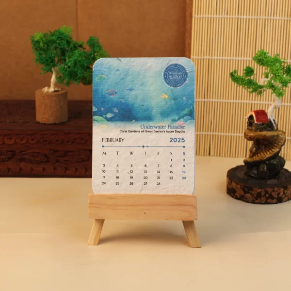 bioQ Plantable Calendar with Wooden Easel Stand | 3.5"x5" Eco-Friendly Calendar | 13 Seed Paper Flaps | Stunning Designs | BG61 - Image 9