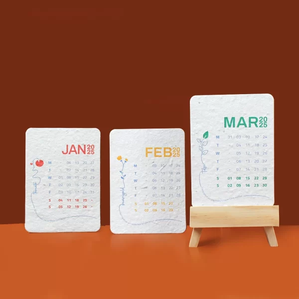 bioQ Plantable Calendar with Wooden Easel Stand | 3.5"x5" Eco-Friendly Calendar | 13 Seed Paper Flaps | Stunning Designs | BG61 - Image 6