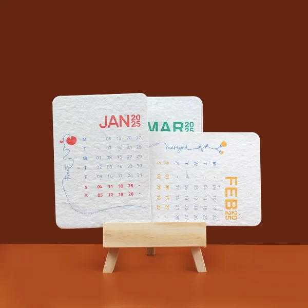 bioQ Plantable Calendar with Wooden Easel Stand | 3.5"x5" Eco-Friendly Calendar | 13 Seed Paper Flaps | Stunning Designs | BG61 - Image 4