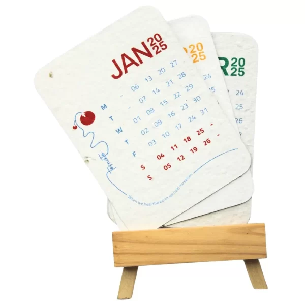 bioQ Plantable Calendar with Wooden Easel Stand | 3.5"x5" Eco-Friendly Calendar | 13 Seed Paper Flaps | Stunning Designs | BG61 - Image 3