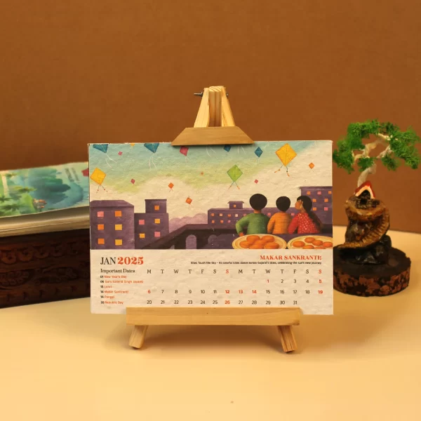 bioQ Plantable Desktop Calendar with Wooden A-Stand | 7"x5" Eco-Friendly Calendar | 13 Seed Paper Flaps | Stunning Designs | BG62 - Image 13