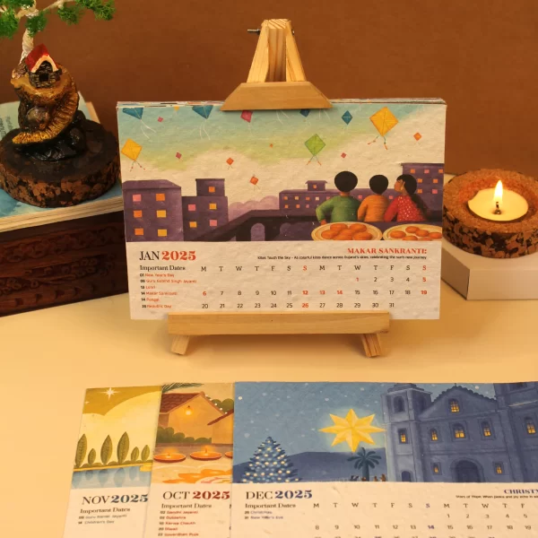 bioQ Plantable Desktop Calendar with Wooden A-Stand | 7"x5" Eco-Friendly Calendar | 13 Seed Paper Flaps | Stunning Designs | BG62 - Image 11