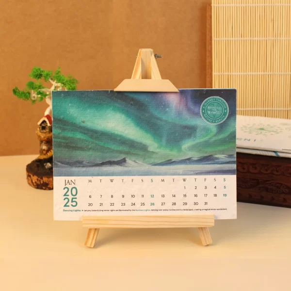 bioQ Plantable Desktop Calendar with Wooden A-Stand | 7"x5" Eco-Friendly Calendar | 13 Seed Paper Flaps | Stunning Designs | BG62 - Image 8