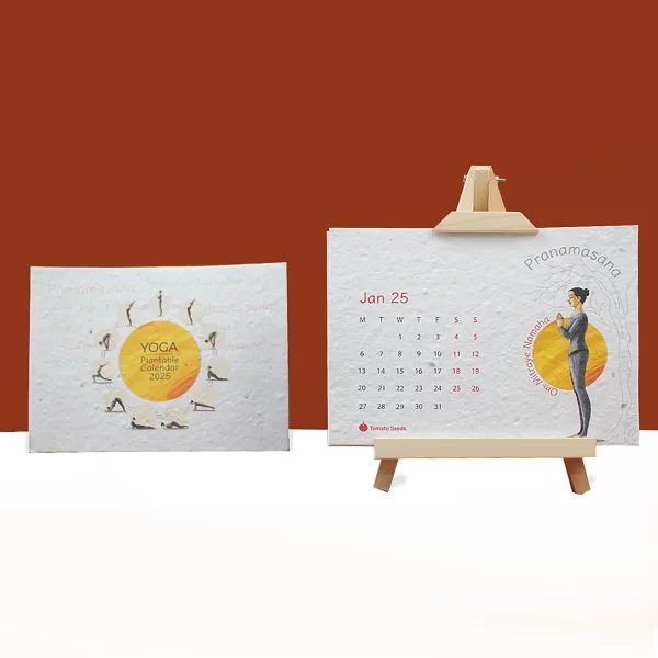 bioQ Plantable Desktop Calendar with Wooden A-Stand | 7"x5" Eco-Friendly Calendar | 13 Seed Paper Flaps | Stunning Designs | BG62 - Image 4